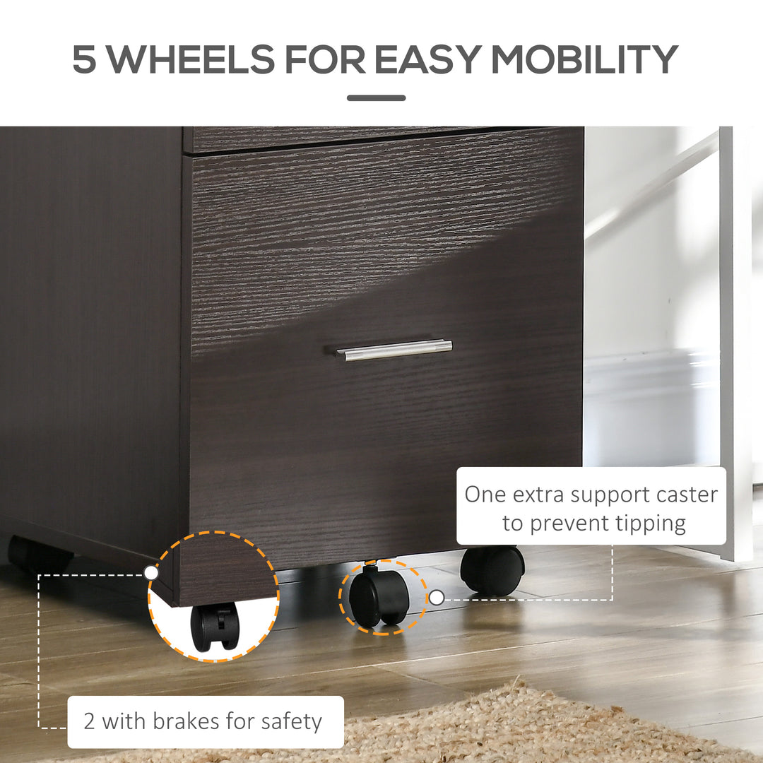 Vinsetto Mobile Filing Cabinet, Vertical File Cabinet with 2 Drawers, Wheels, for Letter or A4 File, Natural
