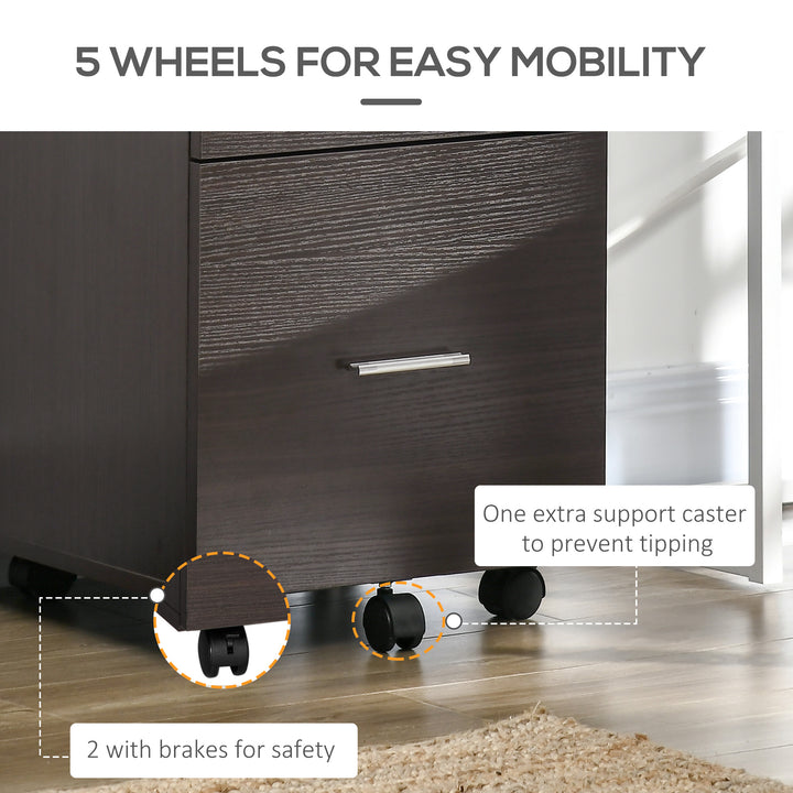 Vinsetto Mobile Filing Cabinet, Vertical File Cabinet with 2 Drawers, Wheels, for Letter or A4 File, Natural