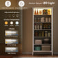 HOMCOM 69.5" Tall Kitchen Pantry Storage Cabinet with Motion Sensor LED Light, Modern Kitchen Pantry Cabinet, Green