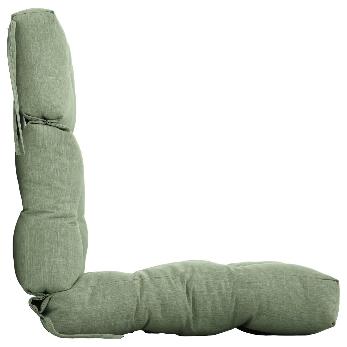Outsunny Outdoor Patio Chair Seat/Back Chair Cushion Replacement, Tufted Pillow with Thick Filling and String Ties, Light Green