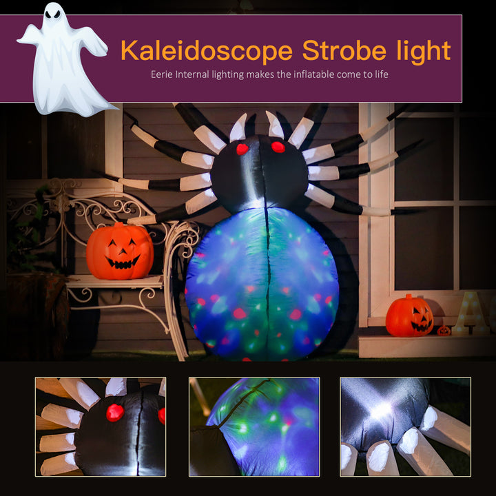 HOMCOM 5Ft Long Halloween Giant Scary Spider LED Lighted Airblown Inflatable Lawn Decoration Holiday Season Garden Decor