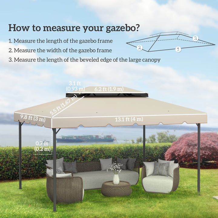 Outsunny 13' x 10' Gazebo Replacement Canopy, Gazebo Top Cover with Double Vented Roof for Garden Patio(TOP ONLY), Beige