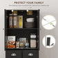 HOMCOM 61" Kitchen Pantry Cabinet, Freestanding Farmhouse Buffet Storage Cabinet with Soft Close Glass Doors and Adjustable Shelves, White
