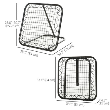 Soozier Soccer Rebounder Net, 3' x 3', Angle Adjustable Baseball Rebounder Net Training Equipment Aid with Quick Folding Design for Teens & Adults, Kickback Target Goal Play