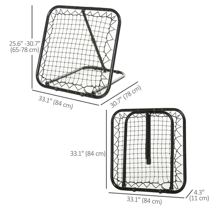 Soozier Soccer Rebounder Net, 3' x 3', Angle Adjustable Baseball Rebounder Net Training Equipment Aid with Quick Folding Design for Teens & Adults, Kickback Target Goal Play