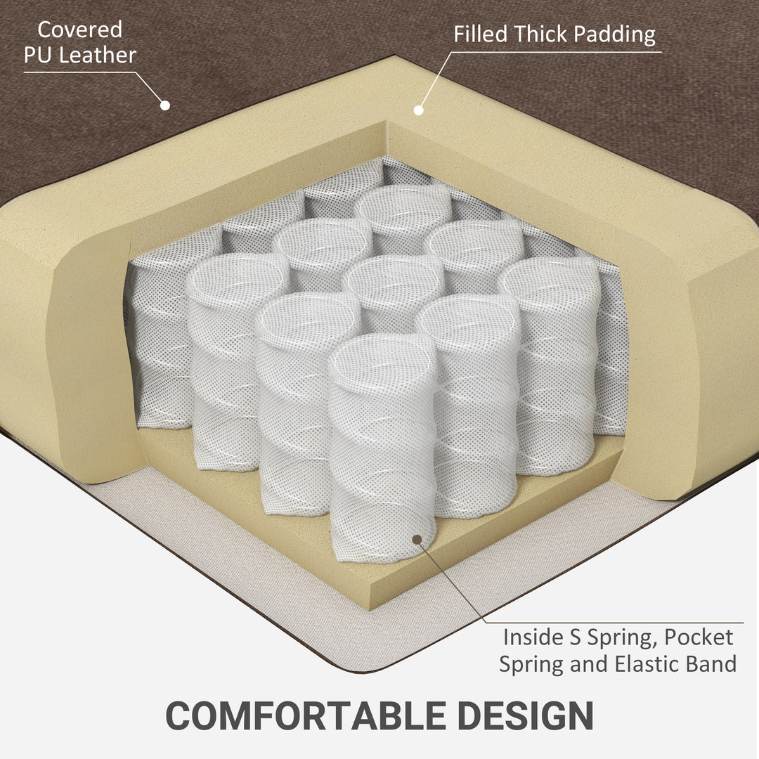 HOMCOM PU Leather Reclining Chair, Recliner Chair for Living Room with Footrest and 2 Side Pockets, Black