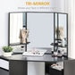 HOMCOM Corner Vanity Desk with Mirror, Makeup Vanity Table with 5 Drawers and Open Shelves, Dressing Table with 3-piece Mirror for Bedroom, Black