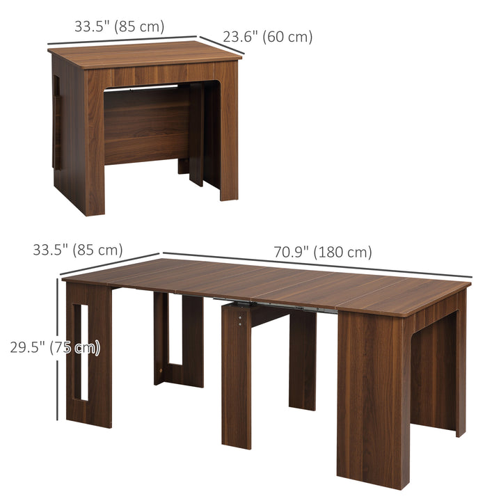 HOMCOM Extendable Dining Table, Expandable Kitchen Table for Small Spaces, Seats up to 6 People, Dark Brown