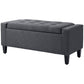 HOMCOM Storage Ottoman Bench Linen-Touch Fabric Tufted Chest Footstool with Flipping Top, Beige
