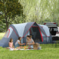 Outsunny 5-6 Person Family Tent, Outdoor Camping Tent with Lighting Hook, Carrying Bag for Camping, Hiking and Travelling, Grey