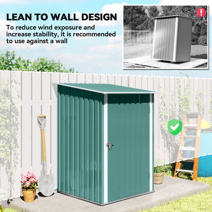Outsunny Garden Tool Storage Shed, Small Steel Shed with Lockable Door for Garden & Patio, Galvanized Steel Construction, Dark Gray