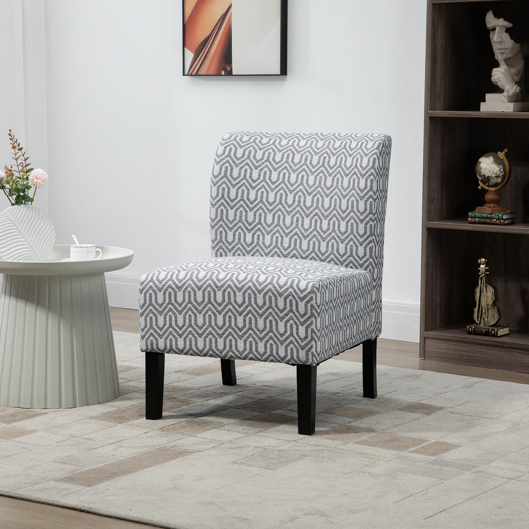 HOMCOM Armless Accent Chair for Bedroom, Upholstered Slipper Side Chair for Living Room with Wood Legs, Grey