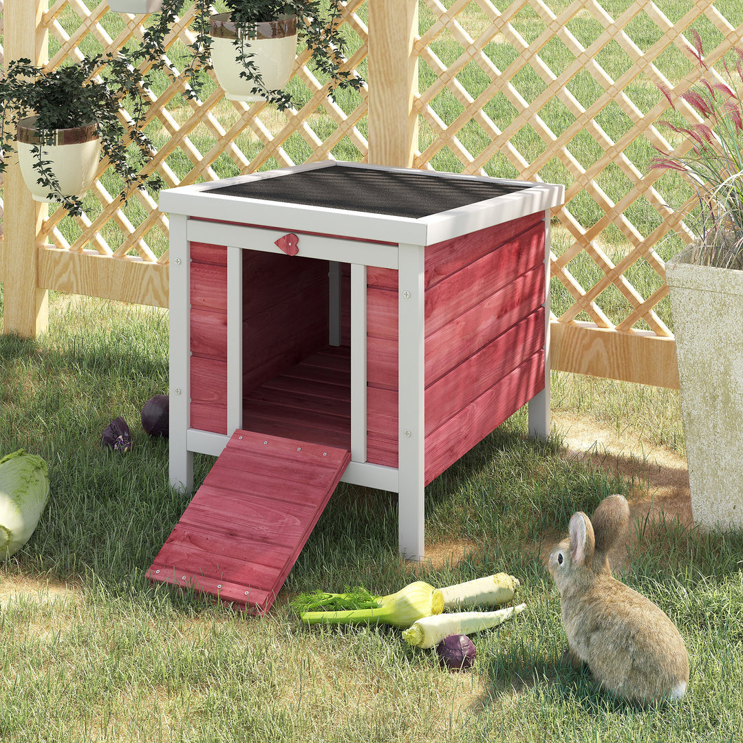 PawHut Wooden Rabbit Hutch Bunny Cage Outdoor Cat House Guinea Pig Cage Duck Shelter, Indoor Outdoor Use, 20"x16.5"x17", Grey