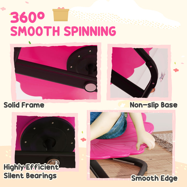 Qaba Flower-Shaped Kids Swivel Chair, Non-Slip Sit and Spin Sensory Chair for Training Body Coordination, Green