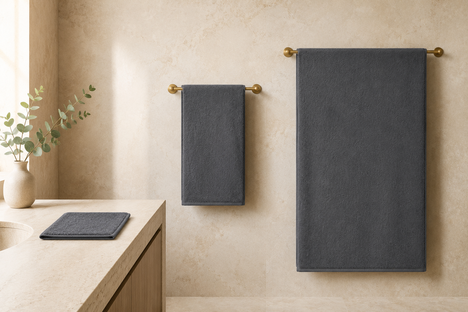 Aarniva Premium Charcoal Grey Towel Set | Soft & Absorbent | Face, Hand & Bath Towels