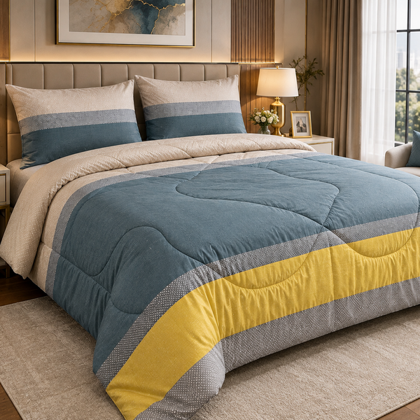 Aarniva Breathable Polyester Coastal Harmony Comforter Set | King/Queen | 250 GSM | Ultra-Soft & Cozy | Flower Leaves Design | 5-Piece Set
