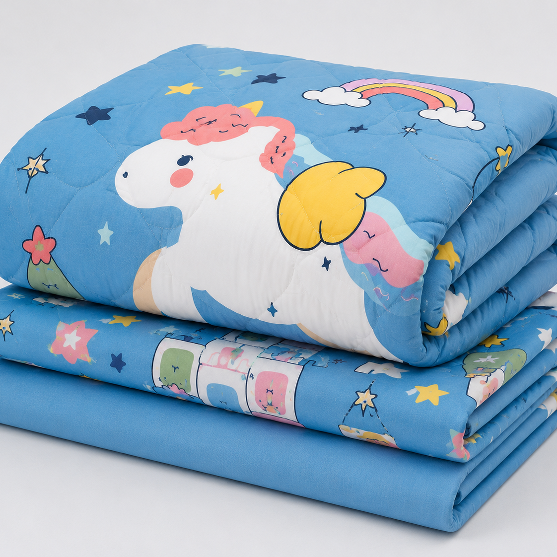 Aarniva Breathable Polyester Unicorn & Rainbow Comforter Set | Double/Twin | 250 GSM | Ultra-Soft & Cozy | Design Patterns | Includes 2 Pillow Covers