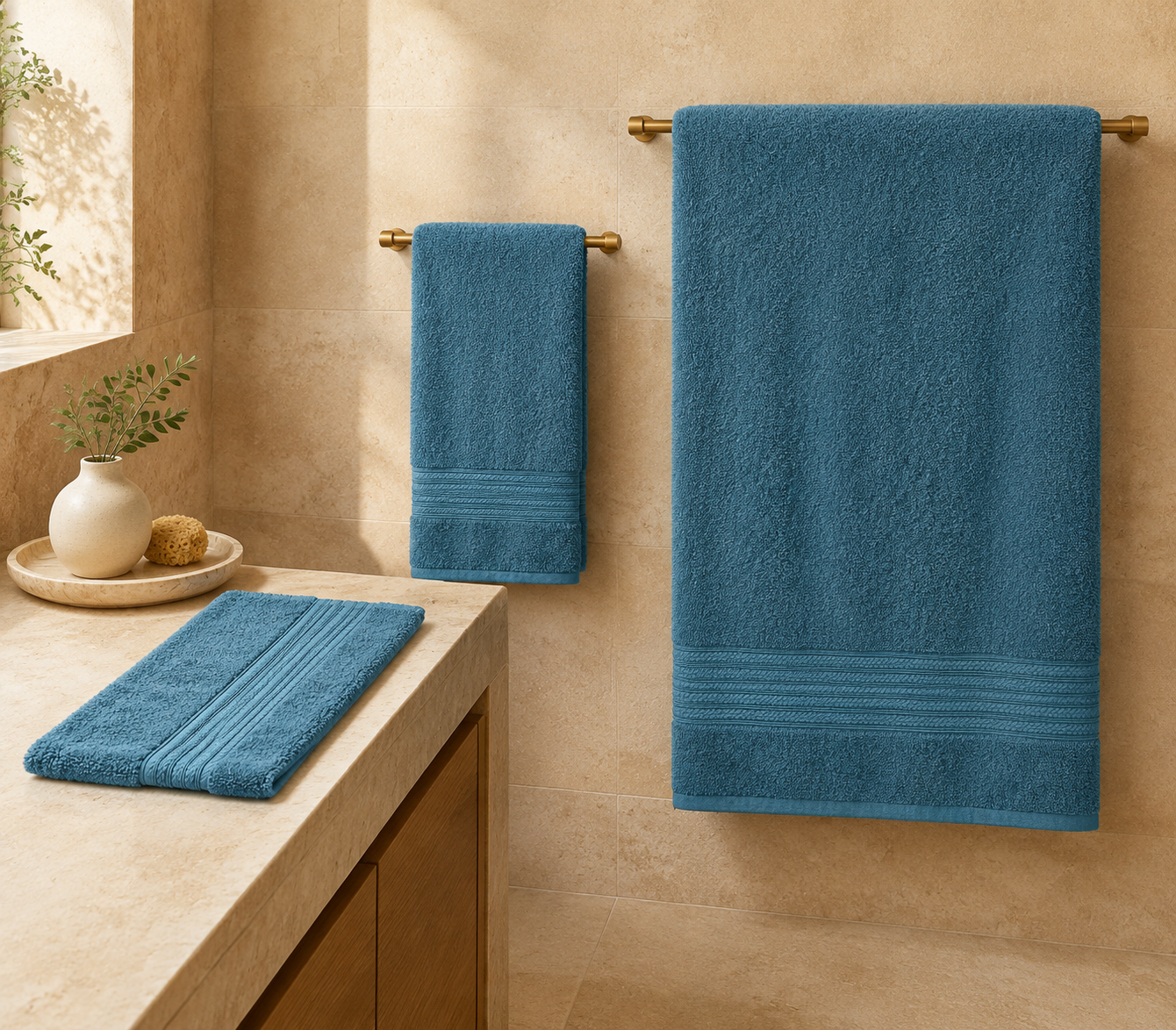 Aarniva Premium Deep Teal Towel Set | Soft & Absorbent | Face, Hand & Bath Towels