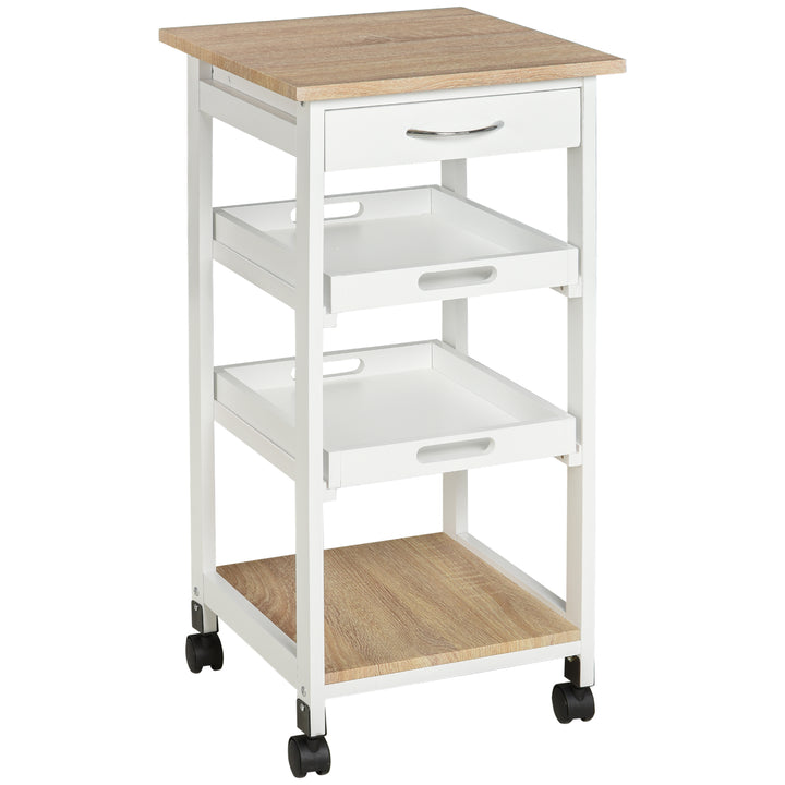 HOMCOM Kitchen Island Rolling Trolley Utility Serving Cart with Drawer  Grey
