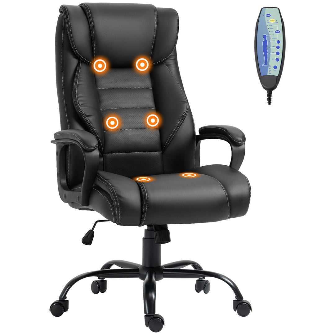 Vinsetto Massage Office Chair, High Back Executive Office Chair with 6-Point Vibration, Adjustable Height, Swivel Seat and Rocking Function, Black