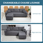 HOMCOM U Shape Couch with Double Chaise Lounge, Modern 4 Seater Sofa with Wooden Legs, Fabric Sofa for Living Room, Dark Grey