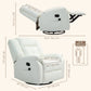 HOMCOM 8-Point Vibration Massage Recliner Chair for Living Room, PU Leather 360Â° Swivel Manual Reclining Sofa Rocking Chair with Remote Control, Side Pockets, Grey