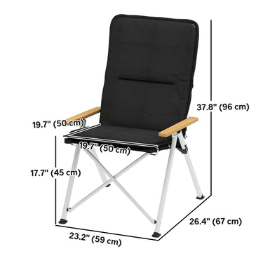 Outsunny Camping Chairs 2 Pack, Portable Folding Camp Chair with Padded Seat and Bag, Outdoor High Back Recliner, Black