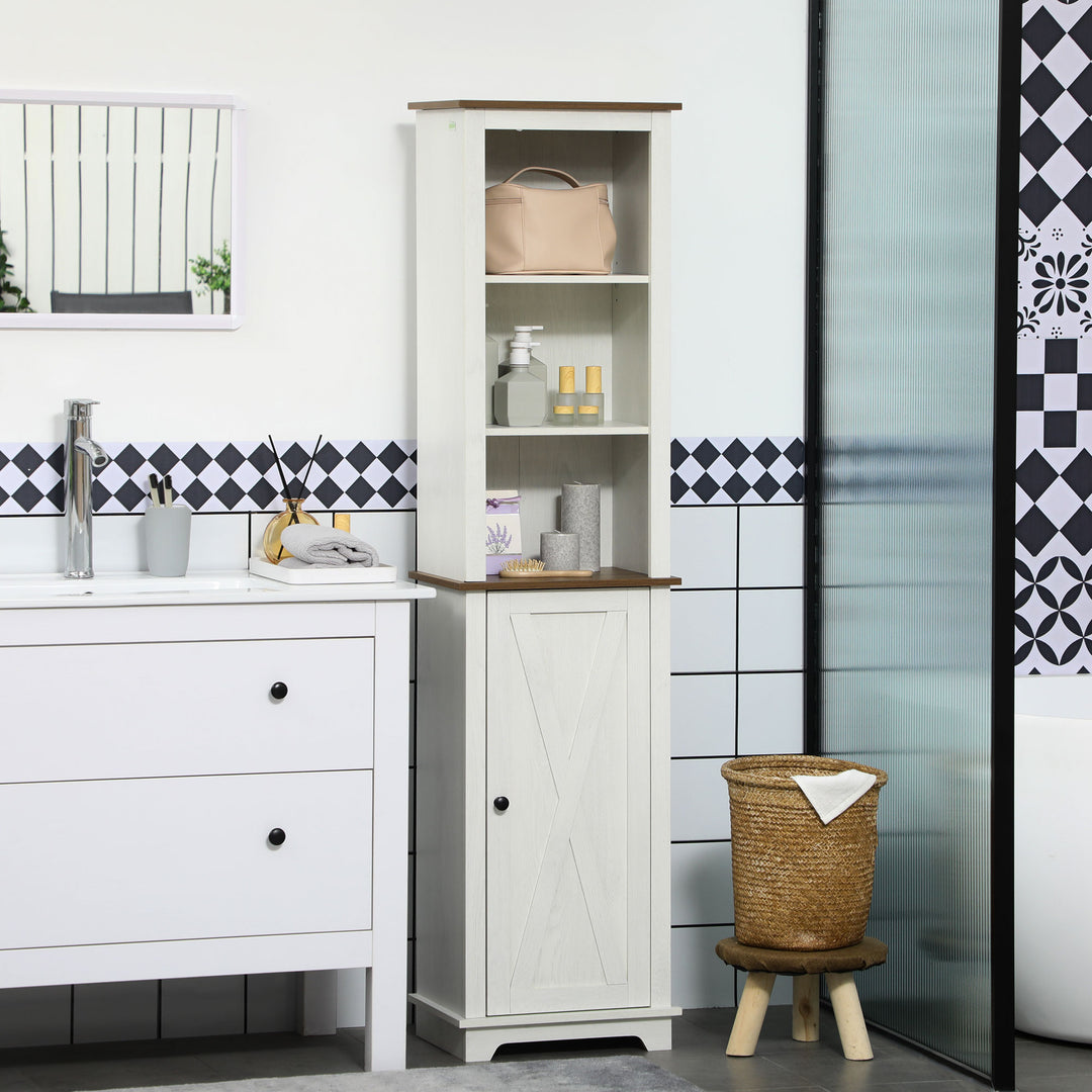 kleankin Bathroom Cabinet, Tall Storage Cabinet with Door and Adjustable Shelves, 15.6" x 11.8" x 63", White