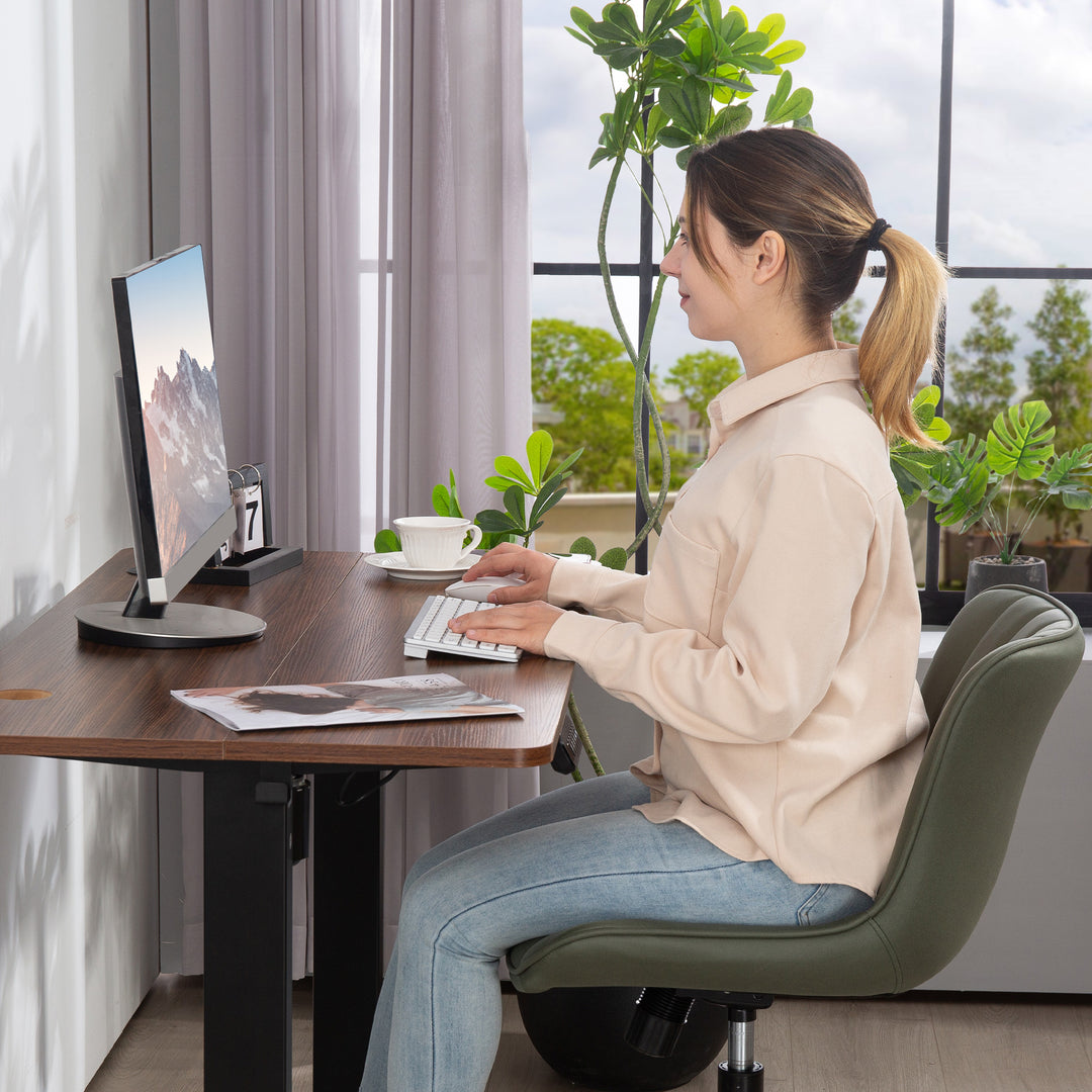 HOMCOM Armless Office Chair, 360° Swivel Desk Chair with Adjustable Height & Tilt Function for Home Office, Study, Dark Green