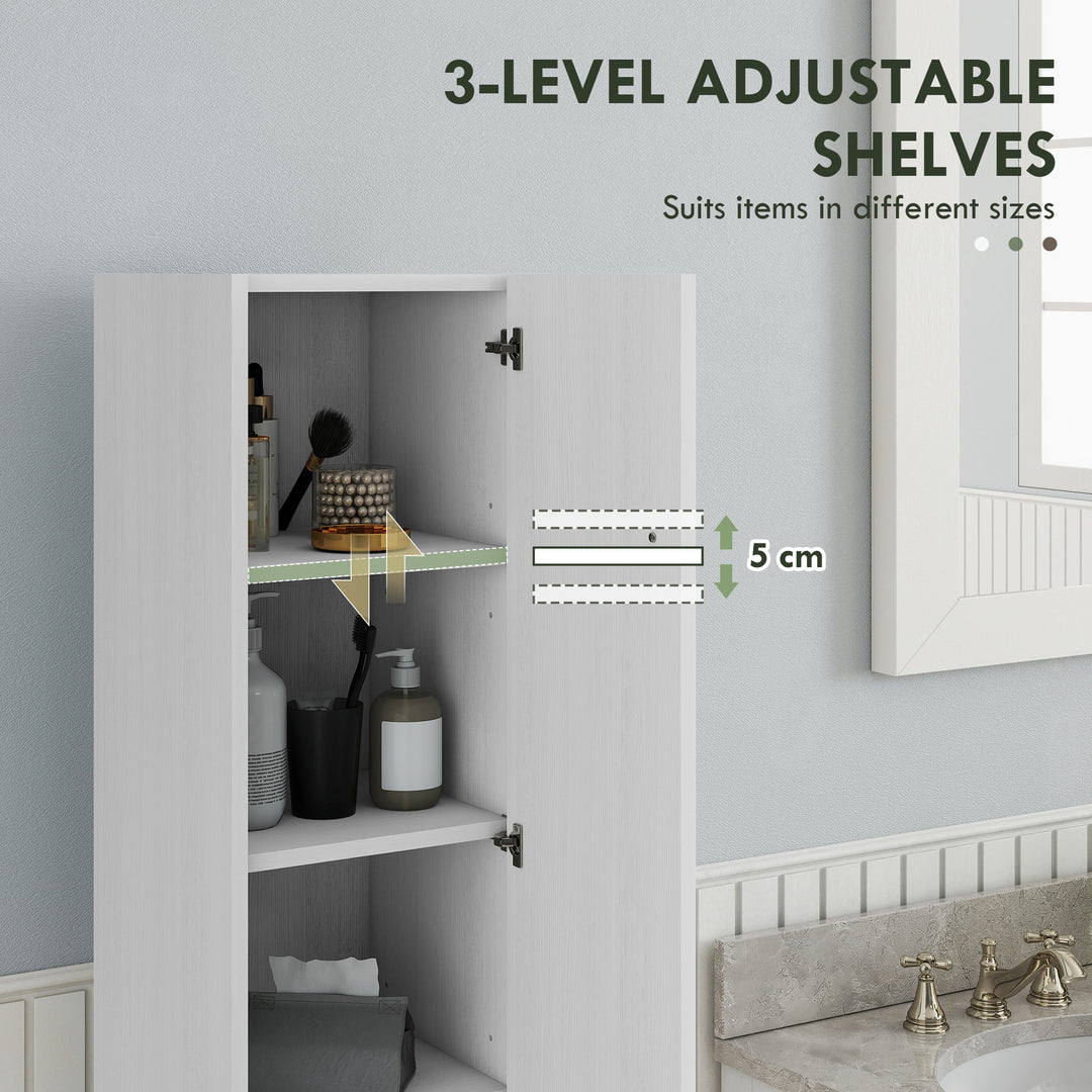 HOMCOM Freestanding Tall Bathroom Storage Cabinet with Adjustable Shelves, Bathroom Organizer, Black Wood Grain