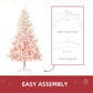 HOMCOM 6ft Artificial Christmas Tree Home Decoration Automatic Open  White and Pink