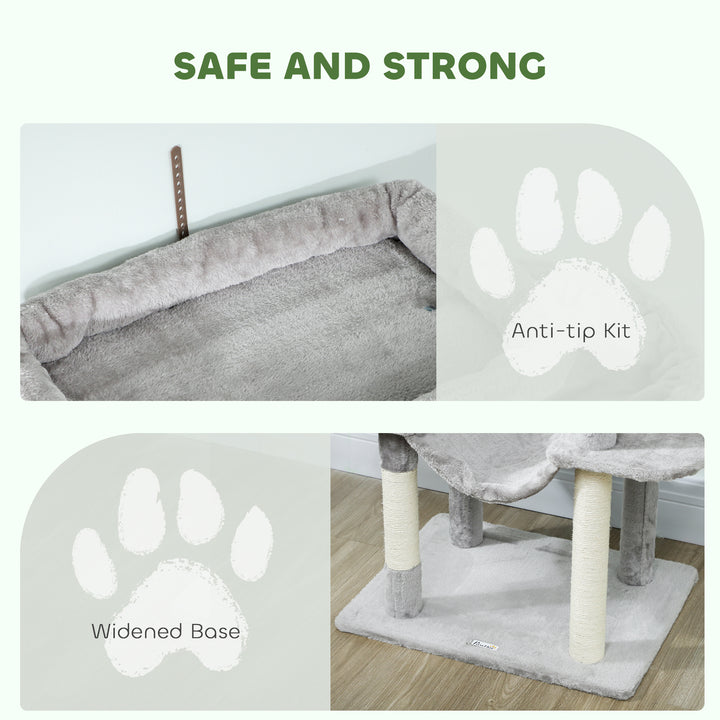 PawHut 69" Cat Tree, Multi-Level Cat Tower with 2 Condos, Plush Perch and Sisal Scratching Posts, Dark Grey