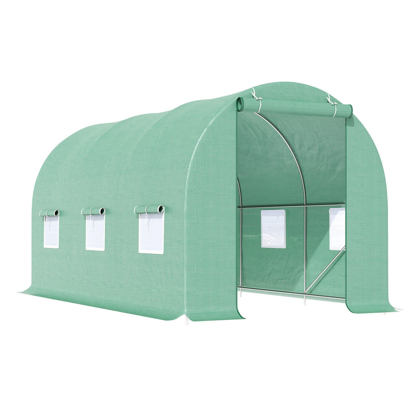 Outsunny 8'x6.6'x6.6' Heavy Duty Walk-in Greenhouse Garden Tunnel Hot House Outdoor Flower Vegetable Growth Warm House Roll Up Door, Windows, Steel
