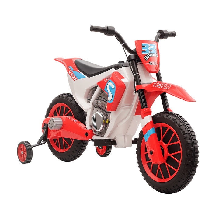 Aosom Kids Dirt Bike Battery-Powered Ride-On Electric Motorcycle with Charging 12V Battery, Training Wheels Green