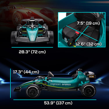 Qaba Aston Martin Licensed 12V Electric Go Kart, Kids Ride on Car with 4 Shock-Absorbing Wheels, Remote Control