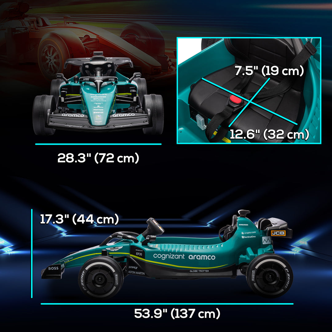 Qaba Aston Martin Licensed 12V Electric Go Kart, Kids Ride on Car with 4 Shock-Absorbing Wheels, Remote Control