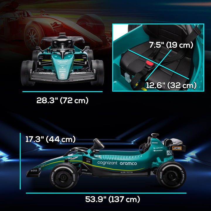 Qaba Aston Martin Licensed 12V Electric Go Kart, Kids Ride on Car with 4 Shock-Absorbing Wheels, Remote Control