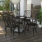 Outsunny 5 Pieces Outdoor Dining Set, Cast Aluminium Patio Table and Chairs with Parasol Hole, Patio Dining Set for 4, Brown