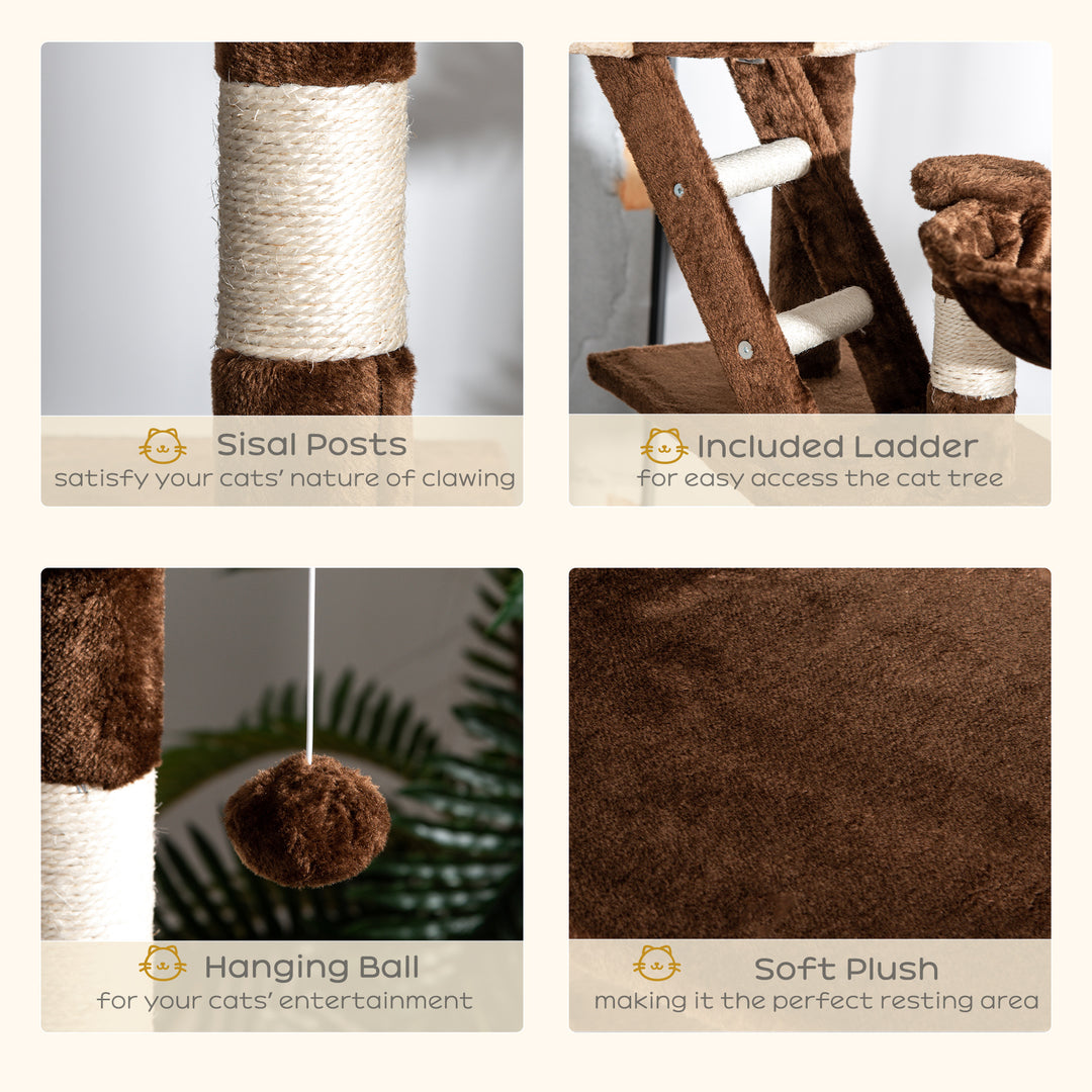 PawHut 94"-102" Huge Cat Tree Ceiling High Cat Condo Scratching Post Activity Center Multi-Level Play House