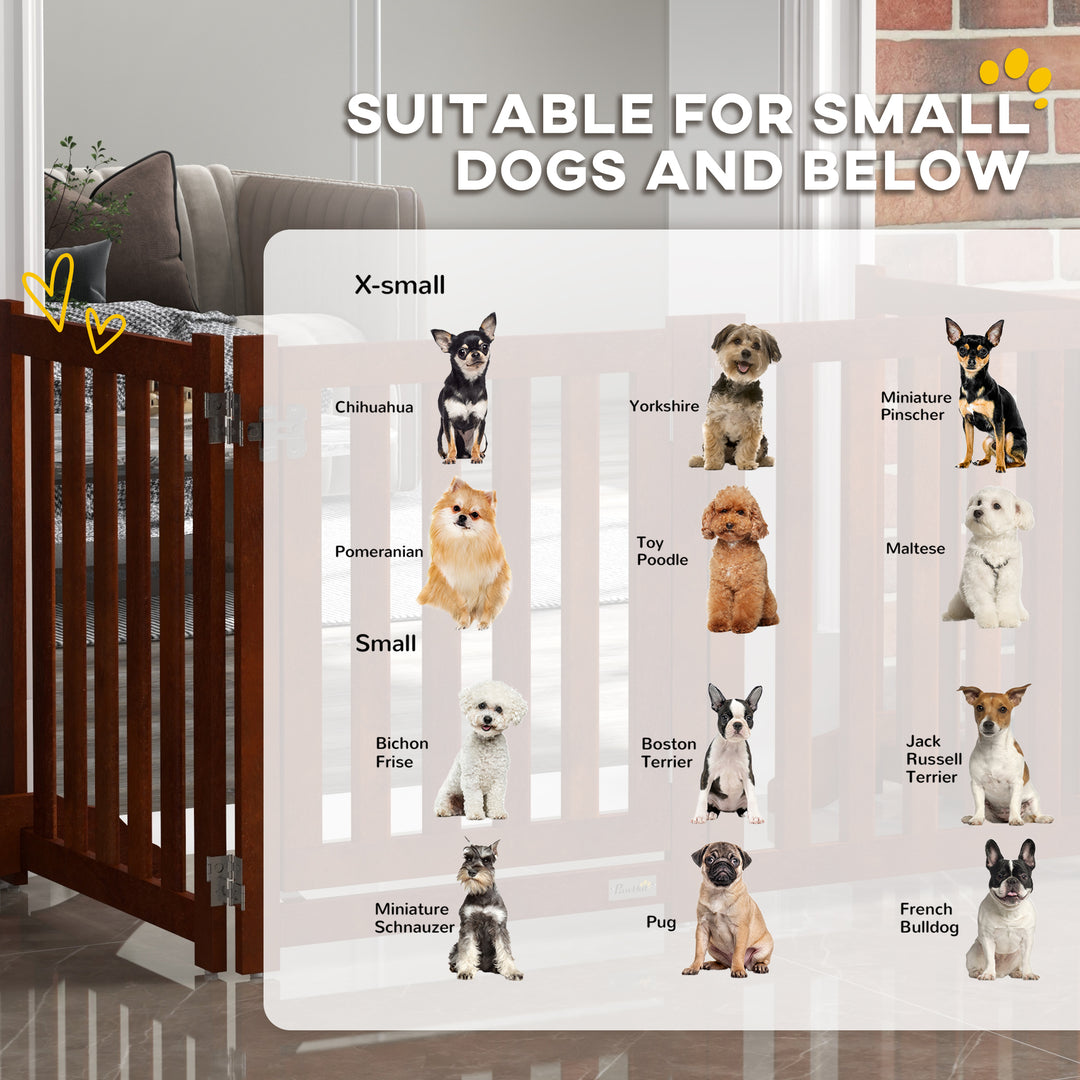 PawHut 23.5"H Foldable Dog Gate with Door, 4 Panels Freestanding Pet Gate Barriers Indoor with Support Feet, Puppy Fence for Small Dogs, Grey
