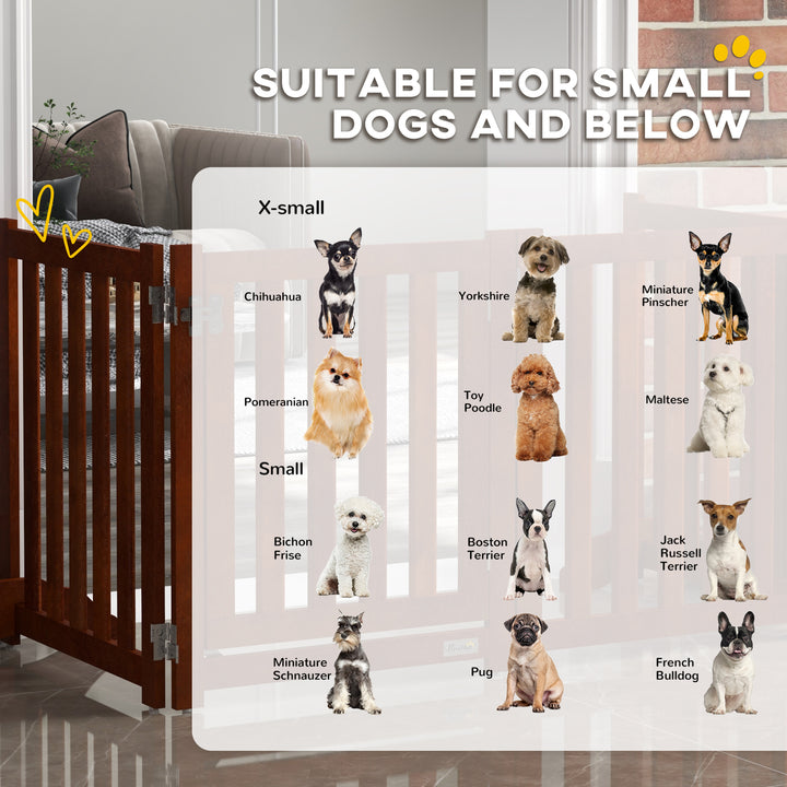 PawHut 23.5"H Foldable Dog Gate with Door, 4 Panels Freestanding Pet Gate Barriers Indoor with Support Feet, Puppy Fence for Small Dogs, Grey