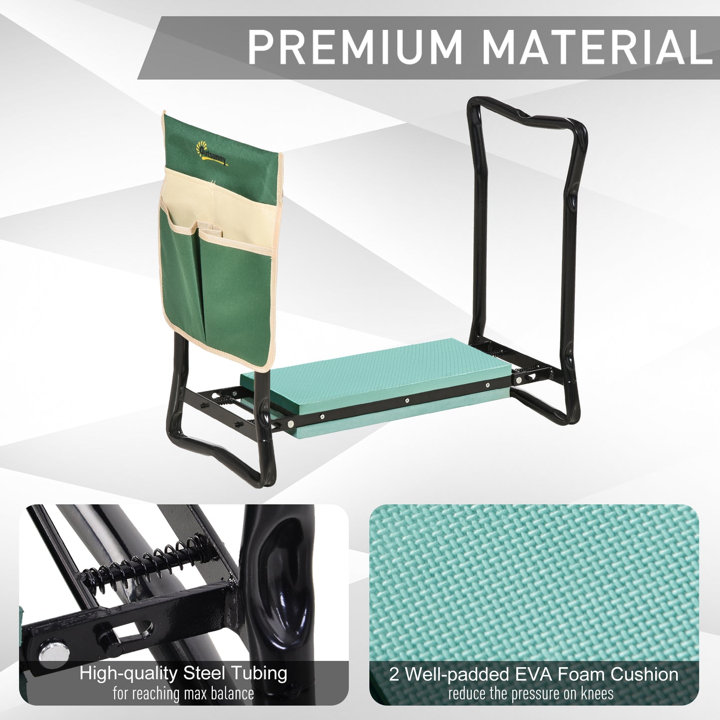 Outsunny Garden Kneeler and Seat Stool, Folding Gardening Stool Kneeling Chair with Thicken Pad and Handles