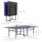 Soozier Full Size Table Tennis Table, Folding Ping Pong Table with Net, Paddles, Balls and Wheels, Blue