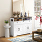 HOMCOM Sideboard, Buffet Cabinet with 4 Barn Doors and 3 Drawers, Coffee Bar Cabinet with Adjustable Shelves, Black
