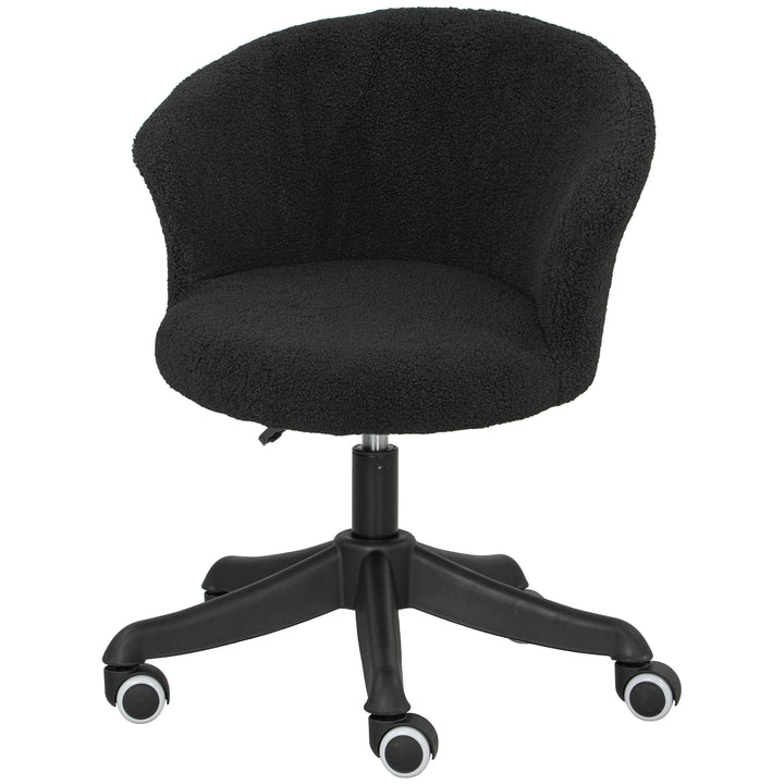Vinsetto Armless Office Chair, Fluffy Computer Desk Chair with Adjustable Height, Swivel Wheels, Mid Back, White