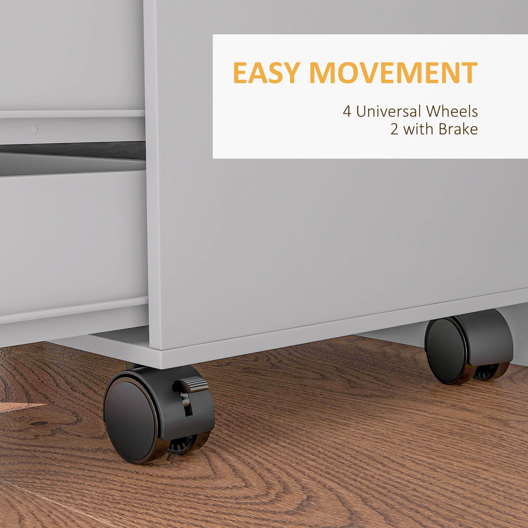 HOMCOM Lateral Filing Cabinet, 5-Drawers File Cabinet with Door and Adjustable Shelf, Mobile Office Storage Cabinet on Wheels, Printer Stand for Home Office, Black