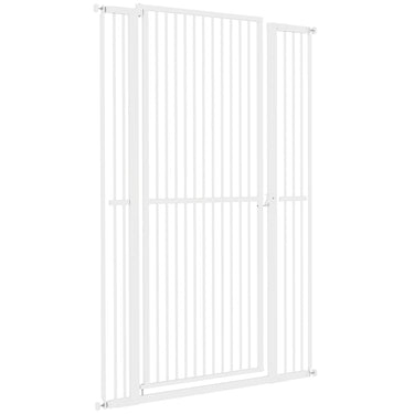 PawHut 59" Extra Tall Cat Gate, 30"-41" Pet Gate with 2.8" and 5.5" Extensions, for Doorway, Hallway, Stairway, White