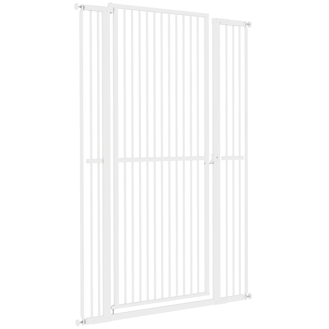 PawHut 59" Extra Tall Cat Gate, 30"-41" Pet Gate with 2.8" and 5.5" Extensions, for Doorway, Hallway, Stairway, White