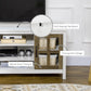 HOMCOM TV Stand for TVs up to 55 Inches, TV Cabinet with Adjustable Shelves and Cable Holes, TV Bench for Living Room, White