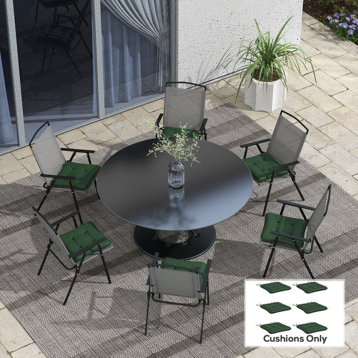 Outsunny 6-Piece Seat Cushion Replacement, Outdoor Patio Chair Cushions Set with Ties, Button Tufted, Dark Green